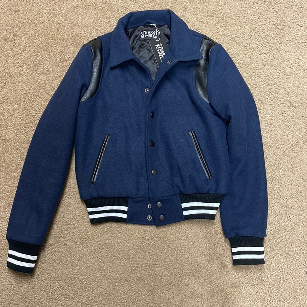 Straight To Hell women’s varsity bomber jacket. XXS (fits like an XS.